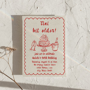 30th Doddle Champagne Cake Quirky Birthday Party Invitation