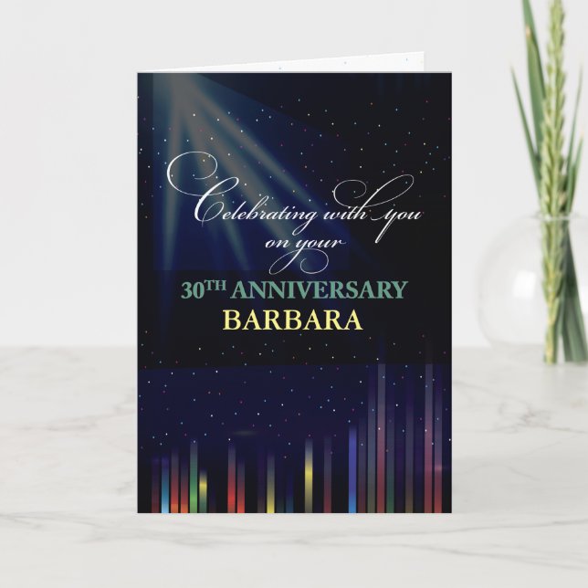 30th Employee Anniversary Sky, Customisable Black Card (Front)