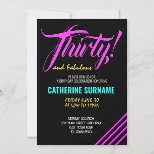 30th Fabulous Birthday Party Celebration Invitation