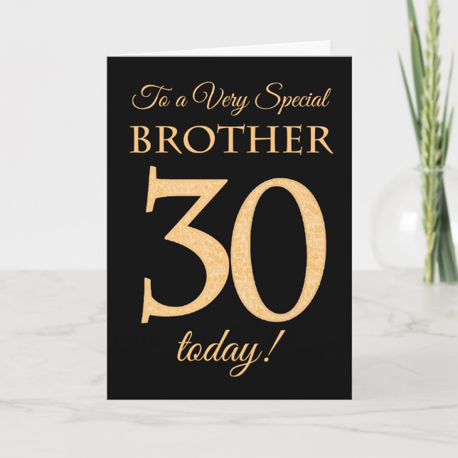 30th Gold-effect on Black for Brother Birthday Card (Front)