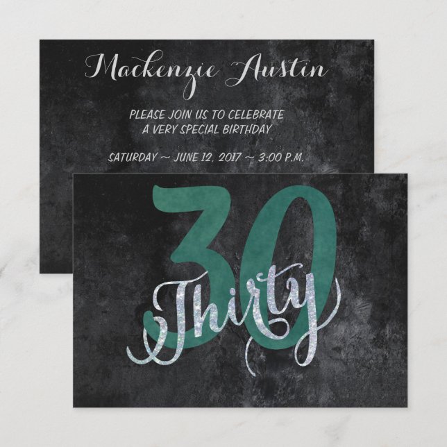 30th Green | Custom Birthday Anniversary Party | Invitation (Front/Back)