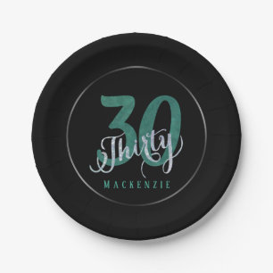 30th Green   Custom Birthday Anniversary Party   Paper Plate