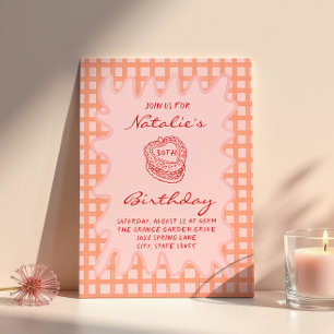 30th Hand Drawn 70s Quirky Wavy Frame Birthday Invitation