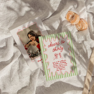 30th Hand Drawn Colourful Photo Fun Birthday Party Invitation