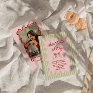 30th Hand Drawn Colourful Photo Thirty Fun Birthda Invitation