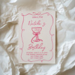 30th Hand Drawn Pink Bow Martini Doddle Birthday  Invitation<br><div class="desc">If you looking for a elegant and easily edited unique 30th birthday invitation, this one is perfect for you. As you see, it features pink hand written script with whimsical name and birthday wording on retro cream background. With colourful vivid pink hand drawn a bow martini glass inside it the...</div>