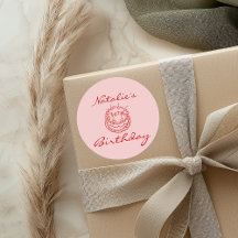 30th Hand Drawn Pink Cake Glass Birthday Party