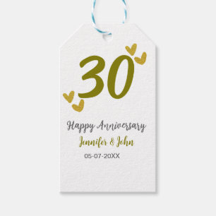 30th happy anniversary golden gray wedding couple gift tags