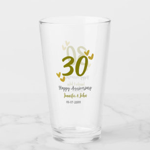 30th happy anniversary golden grey wedding couple  glass