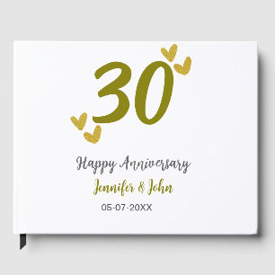 30th happy anniversary golden grey wedding couple guest book