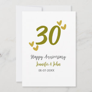 30th happy anniversary golden grey wedding couple  invitation