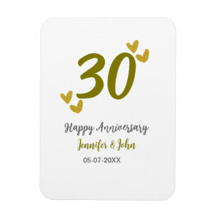 30th happy anniversary golden grey wedding couple magnet