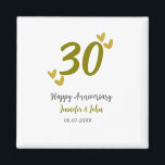 30th happy anniversary golden grey wedding couple  magnet<br><div class="desc">editable design</div>