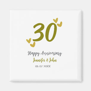 30th happy anniversary golden grey wedding couple  magnet