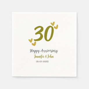 30th happy anniversary golden grey wedding couple  napkin