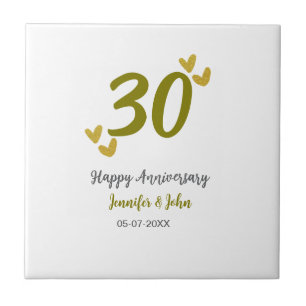 30th happy anniversary golden grey wedding couple tile