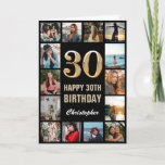 30th Happy Birthday Black and Gold Photo Collage Card<br><div class="desc">30th Happy Birthday Black and Gold Photo Collage Birthday Card. For further customisation,  please click the "Customise it" button and use our design tool to modify this template.</div>