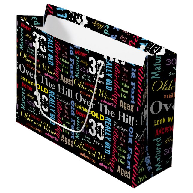 30th Happy BIrthday in a Graffiti Style Large Gift Bag (Front Angled)