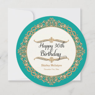 30th Happy Birthday Party Celebration Round Invite