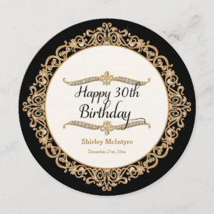30th Happy Birthday Party Celebration Round Invite
