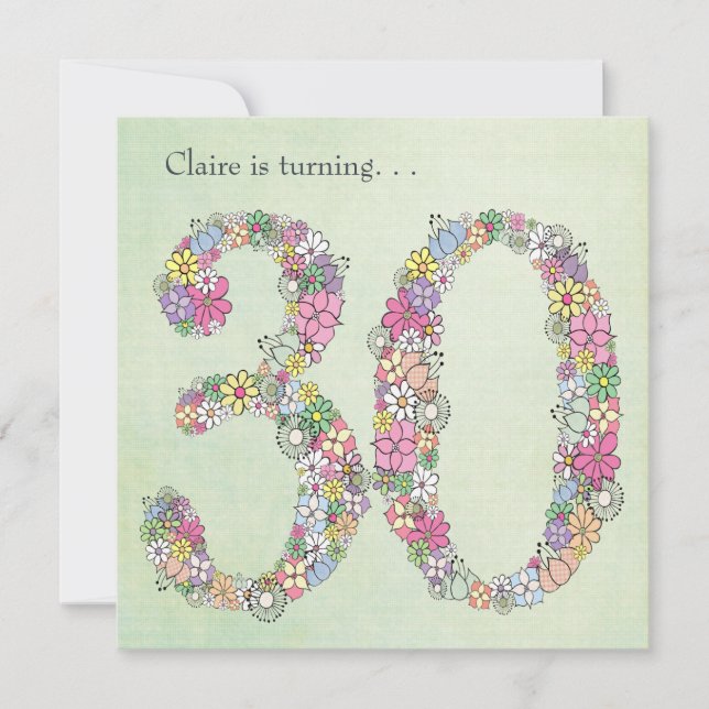 30th Ladies Birthday Party Custom Invitation (Front)