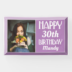 30th Lavender Art Deco Photo Birthday Banner