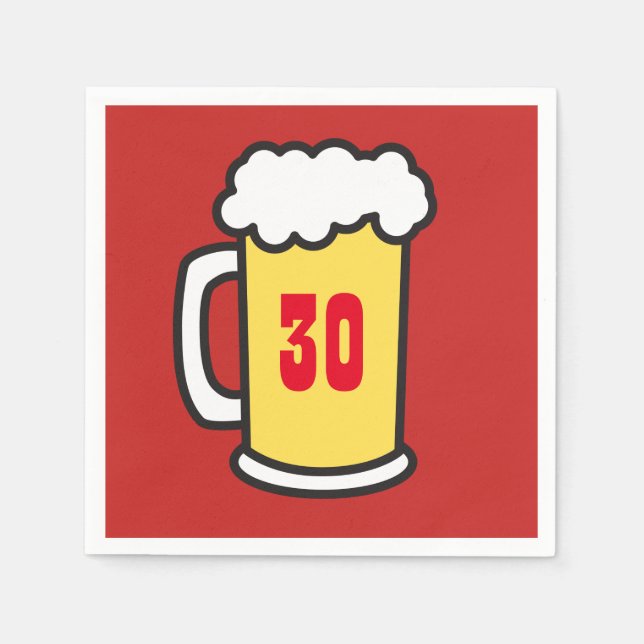 30th Milestone Birthday Party Beer Napkins (Front)
