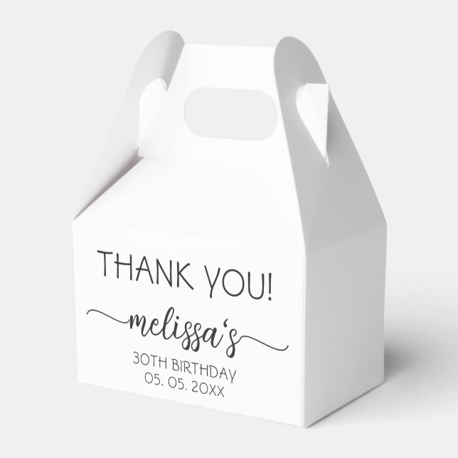 30th or Any Age Birthday White Calligraphy Script Favour Box (Front Side)