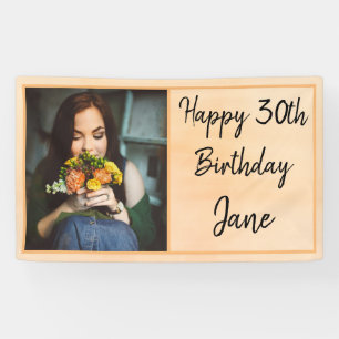 30th Orange Photo Birthday Banner