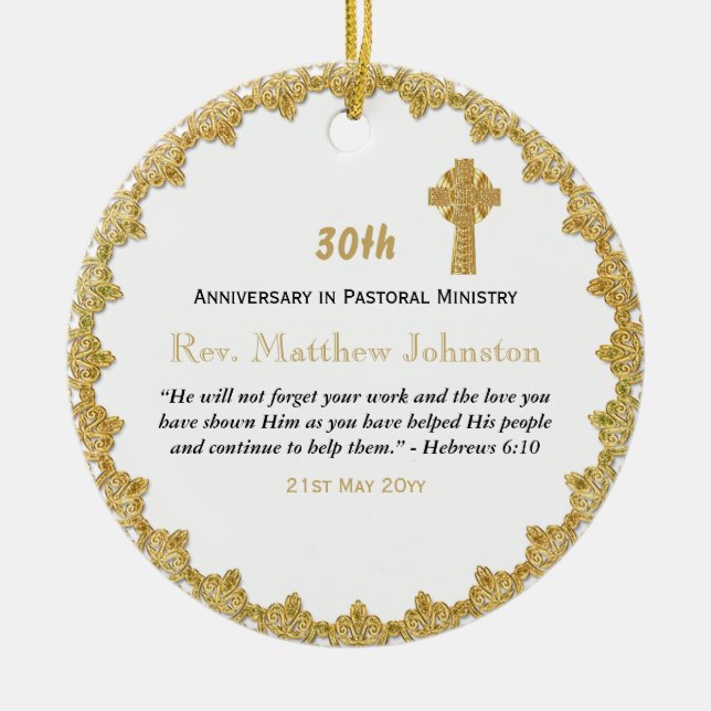 30th Ordination Anniversary Personalised Scripture Ceramic Tree Decoration (Front)
