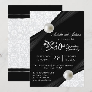 30th Pearl Anniversary Design - Black and White Invitation
