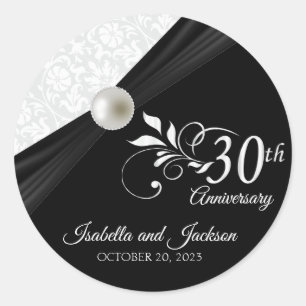 30th Pearl Anniversary Design Classic Round Sticker