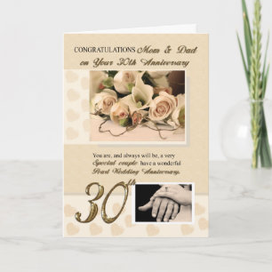 30th Pearl Anniversary Mom and Dad Card