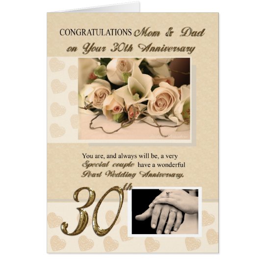 30th Pearl Anniversary Mum and Dad Greeting Card Zazzle