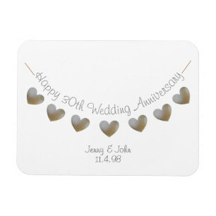 30th pearl wedding anniversary bunting gift magnet