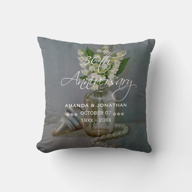 30th Pearl Wedding Anniversary Commemorative Cushion (Front)