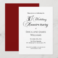 30th Pearl Wedding Anniversary Elegant Script