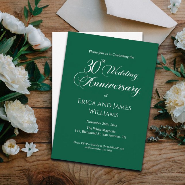 30th Pearl Wedding Anniversary Elegant Script Invitation (Creator Uploaded)