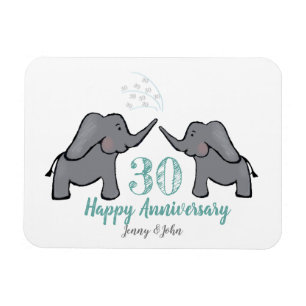 30th pearl wedding anniversary elephant magnet
