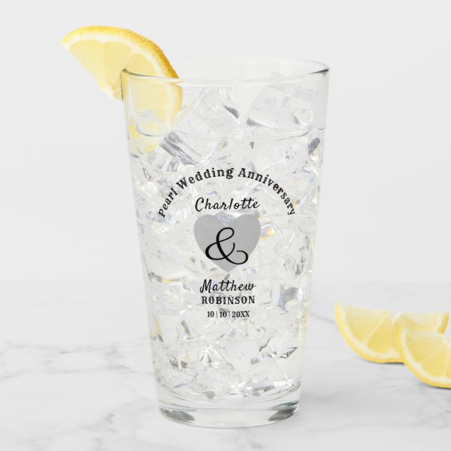 30th  Pearl Wedding Anniversary Gift Personalised Glass (Front Ice)