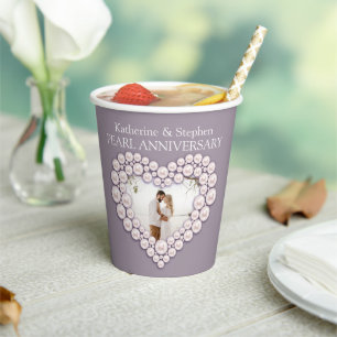 30th Pearl Wedding anniversary heart photo Paper Cups