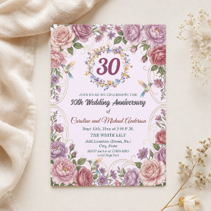30th Pearl Wedding Anniversary Hummingbirds Invitation