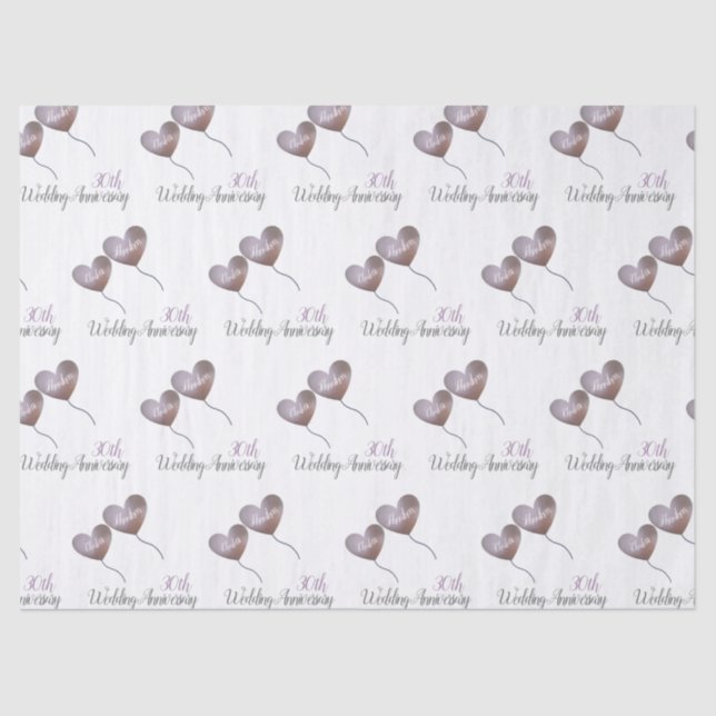 30th pearl wedding anniversary husband & wife tissue paper (Front)