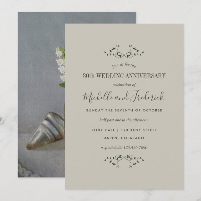 30th Pearl Wedding Anniversary Invitation (Front/Back)