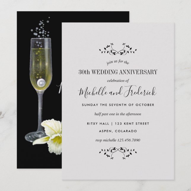 30th Pearl Wedding Anniversary Invitation (Front/Back)