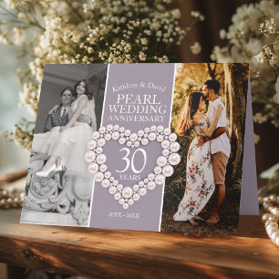 30th pearl wedding anniversary now and then photo card