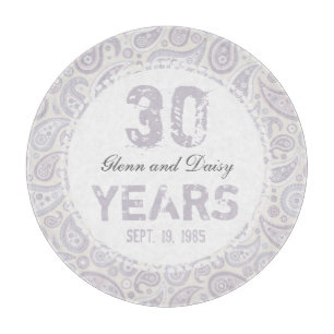 30th Pearl Wedding Anniversary Paisley Pattern Cutting Board
