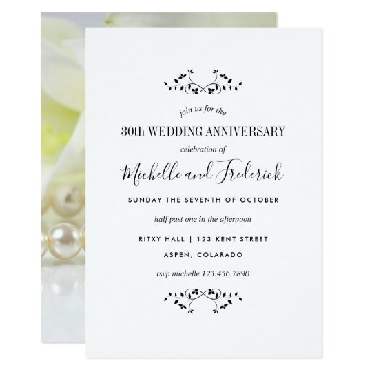  30th  Pearl Wedding  Anniversary  Personalised Invitation  