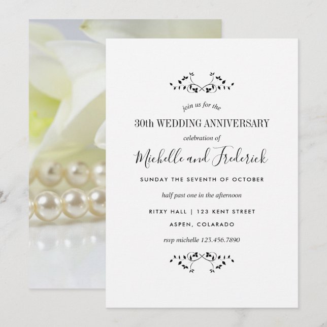 30th Pearl Wedding Anniversary Personalised Invitation (Front/Back)