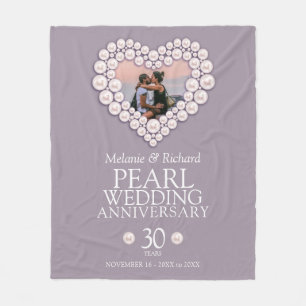 30th Pearl Wedding Anniversary photo heart  Fleece Blanket